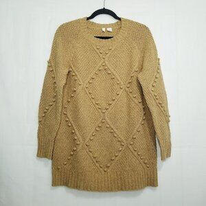 Anthropologie Moth pom pom knit sweater mustard S
